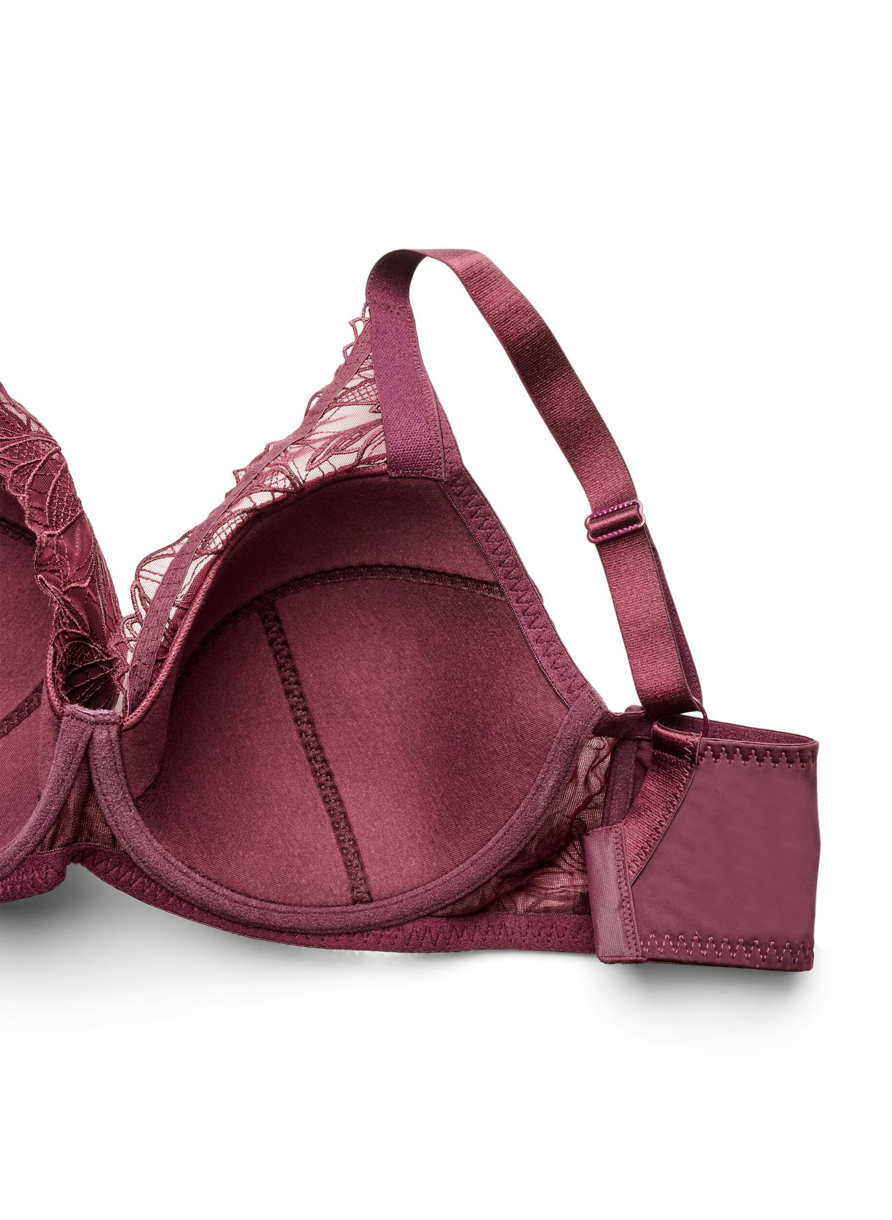 ZizziGewatteerde kanten beha met beugel, Rood, Packshot image number 3
