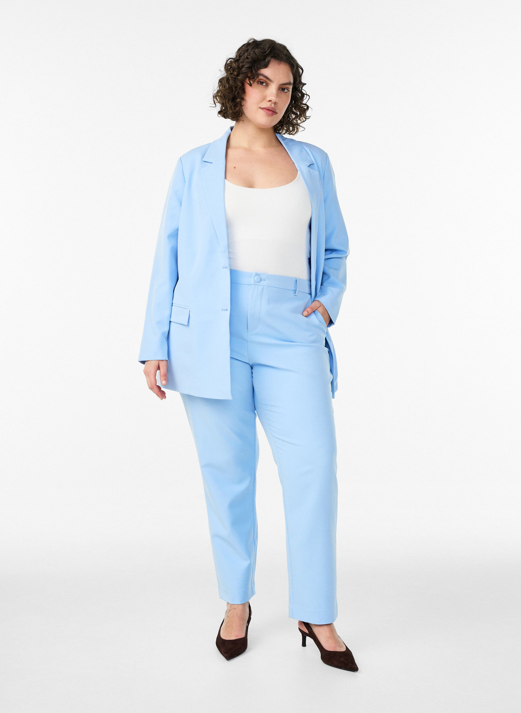 ZizziKlassieke blazer met knoopsluiting, Blauw, Model image number 1