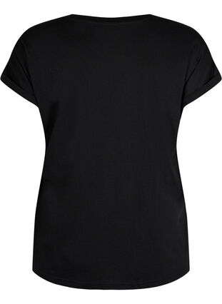 ZizziT-shirt met korte mouwen in een katoenmix, Zwart, Packshot image number 1
