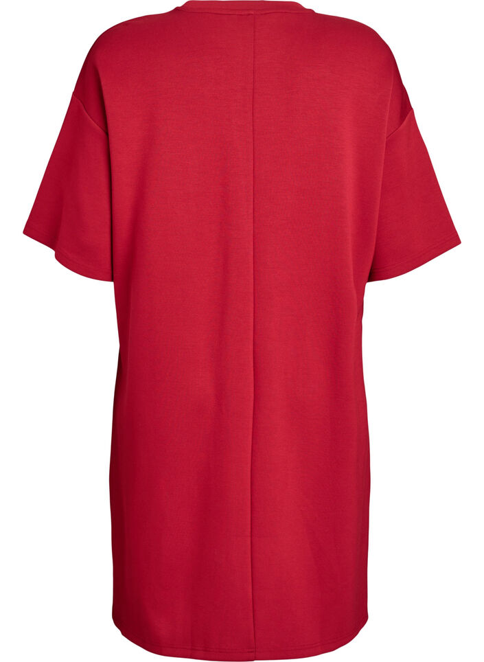 T-shirtjurk van jersey met zijsplitten, Rood, Packshot image number 1