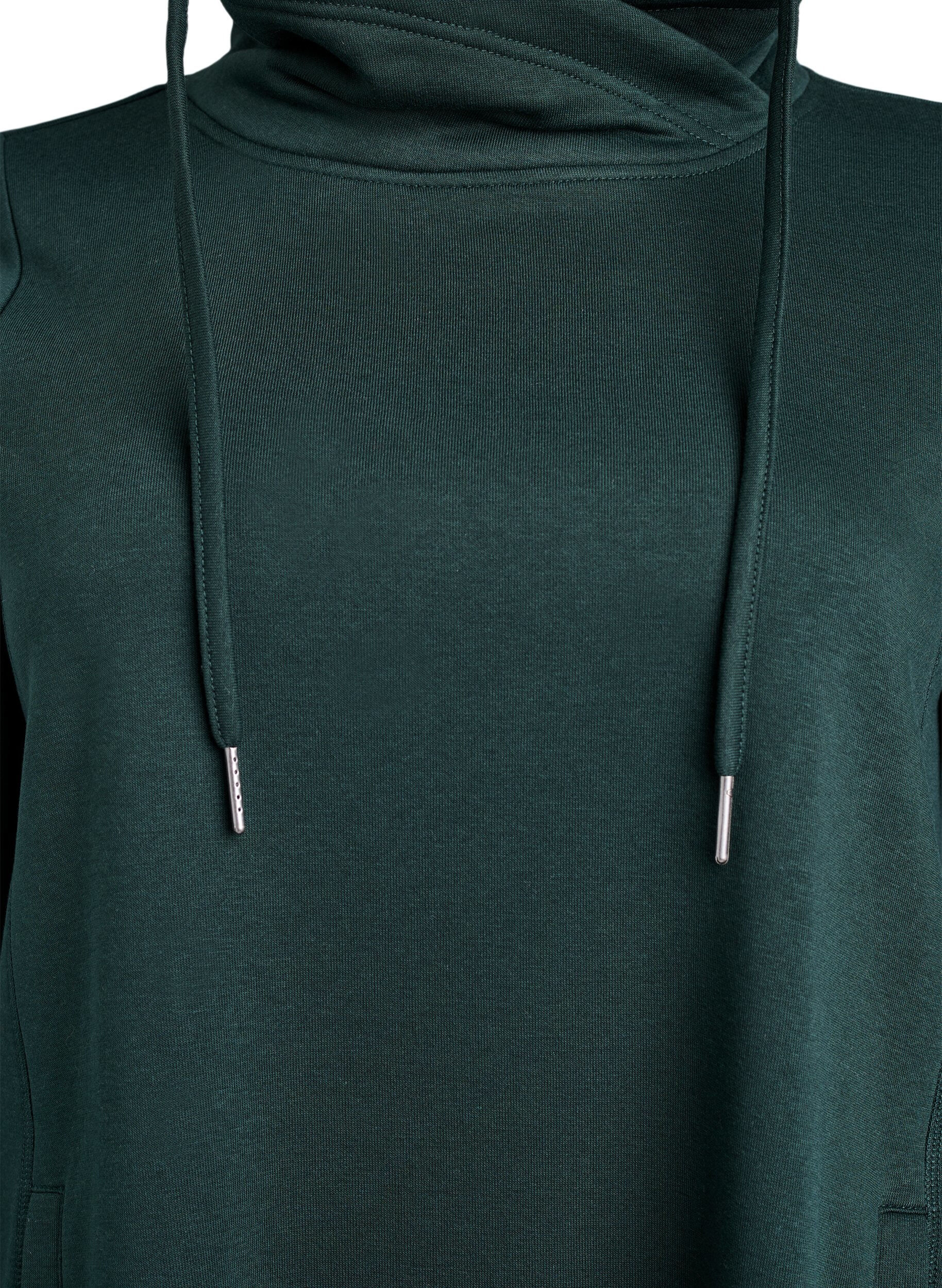 ZizziFLASH - Kort sweatshirt jurk met hoge kraag en zakken, Groen, Packshot image number 2