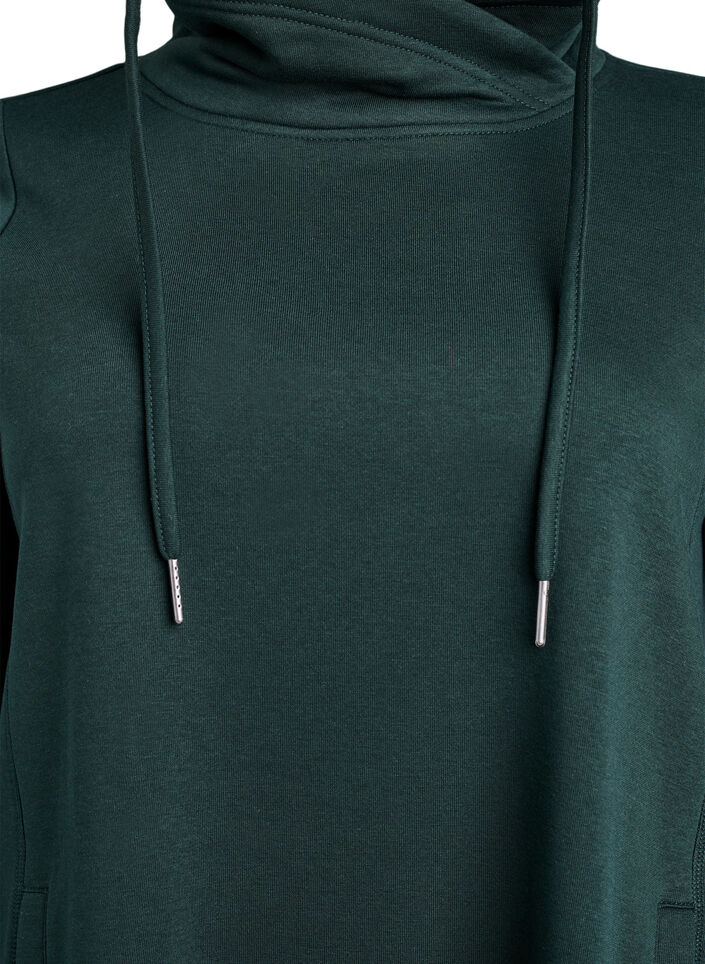FLASH - Kort sweatshirt jurk met hoge kraag en zakken, Groen, Packshot image number 2