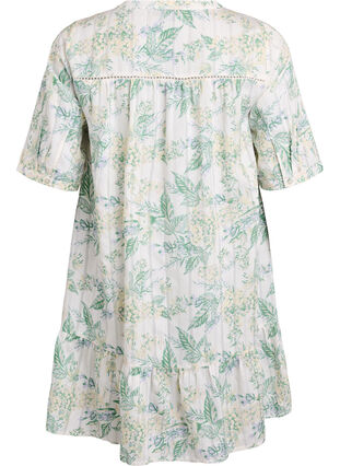 ZizziKorte viscose jurk met kanten afwerking en een A-lijn snit, Wit, Packshot image number 1