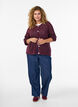Gebreide cardigan met opengewerkt patroon, Donker Bordeaux, Model image number 1