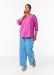 Katoenen blouse met V-hals, Roze, Model image number 1