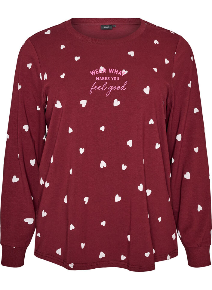 Nachtblouse met een print, Rood, Packshot image number 0