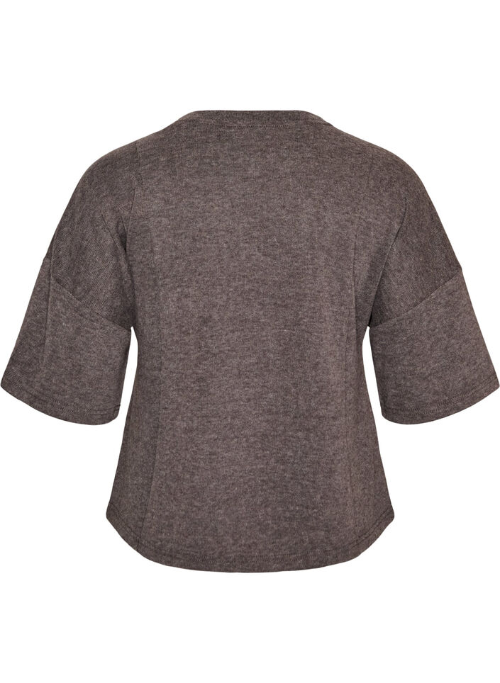 A-lijn jersey blouse met mouwen tot de elleboog, Grijs, Packshot image number 1