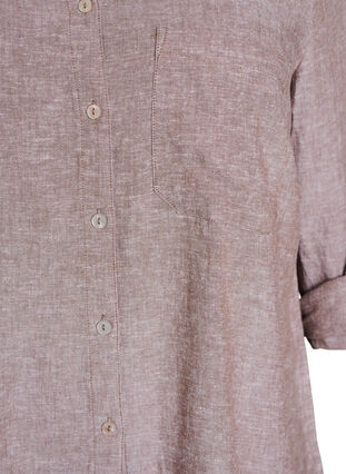 ZizziLinnen en viscose shirt met 3/4 mouwen, Bruin, Packshot image number 2