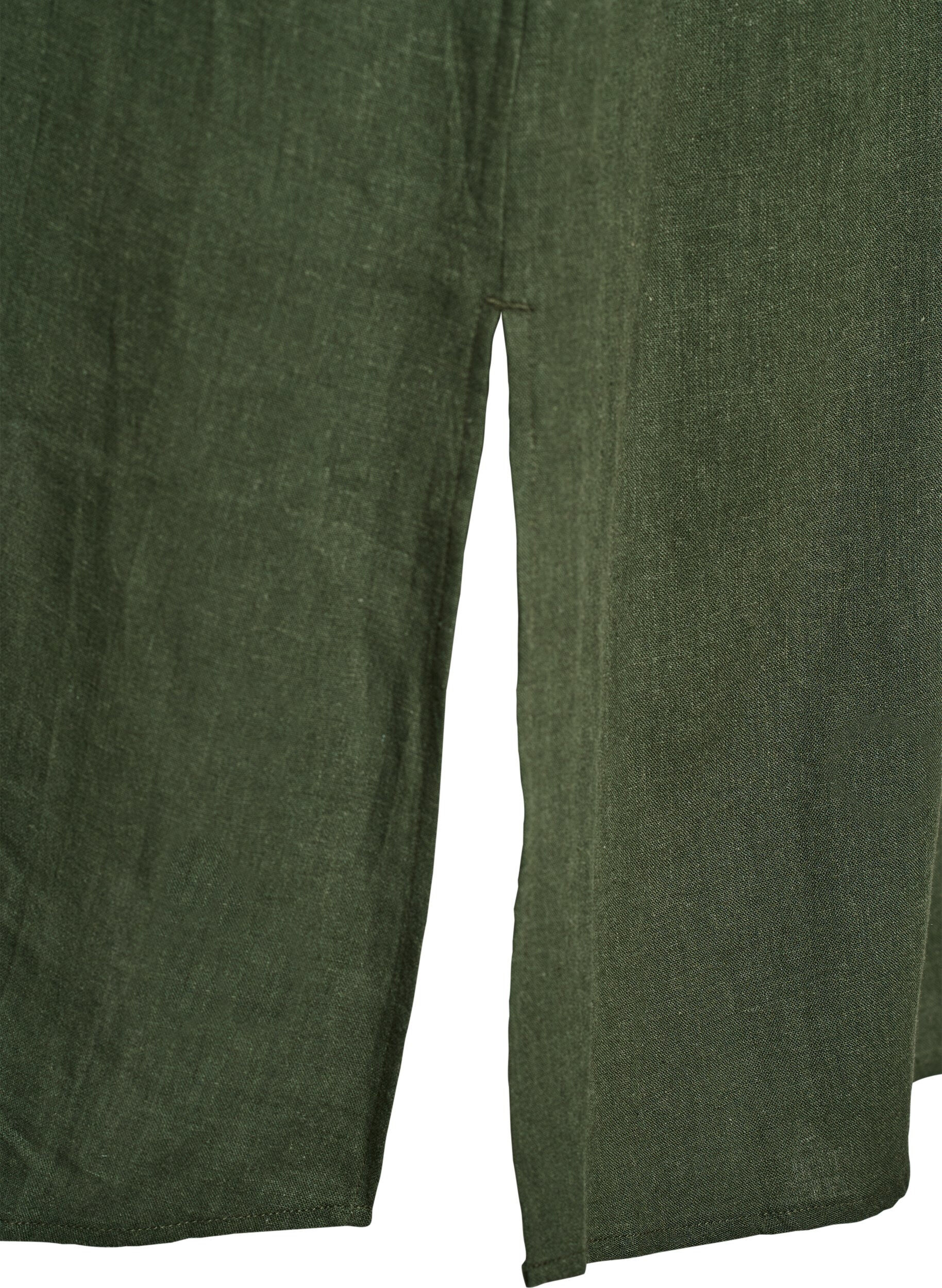 ZizziShirtjurk in linnen en viscose met korte mouwen, Groen, Packshot image number 3