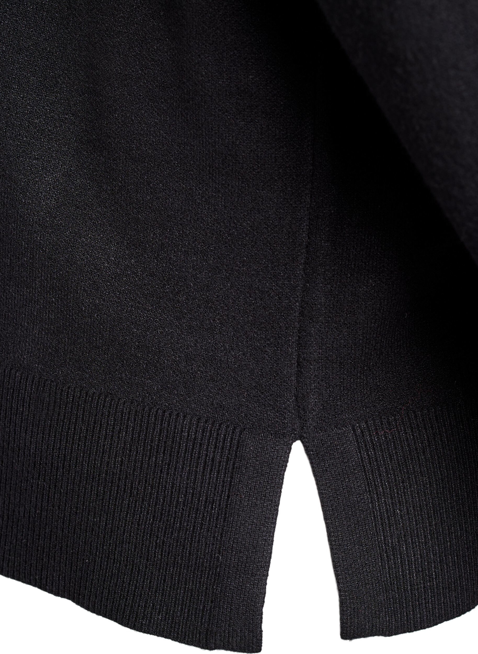 ZizziGebreide blouse met hoge hals, Zwart, Packshot image number 3