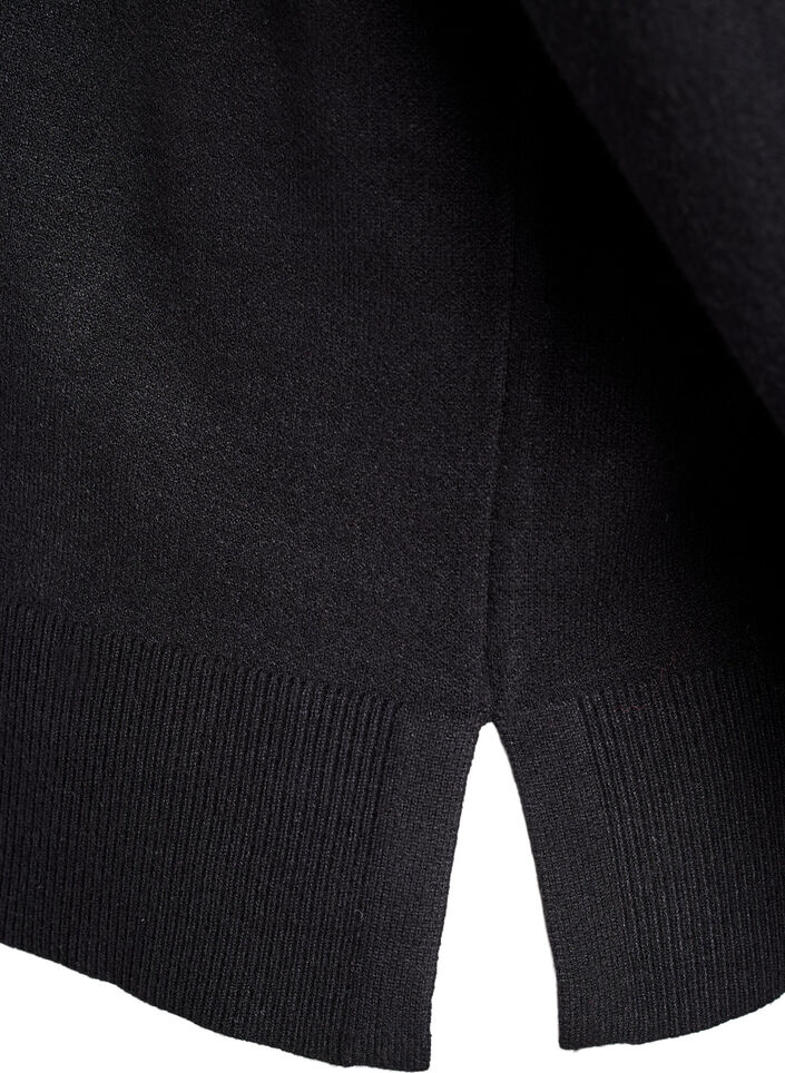 Gebreide blouse met hoge hals, Zwart, Packshot image number 3