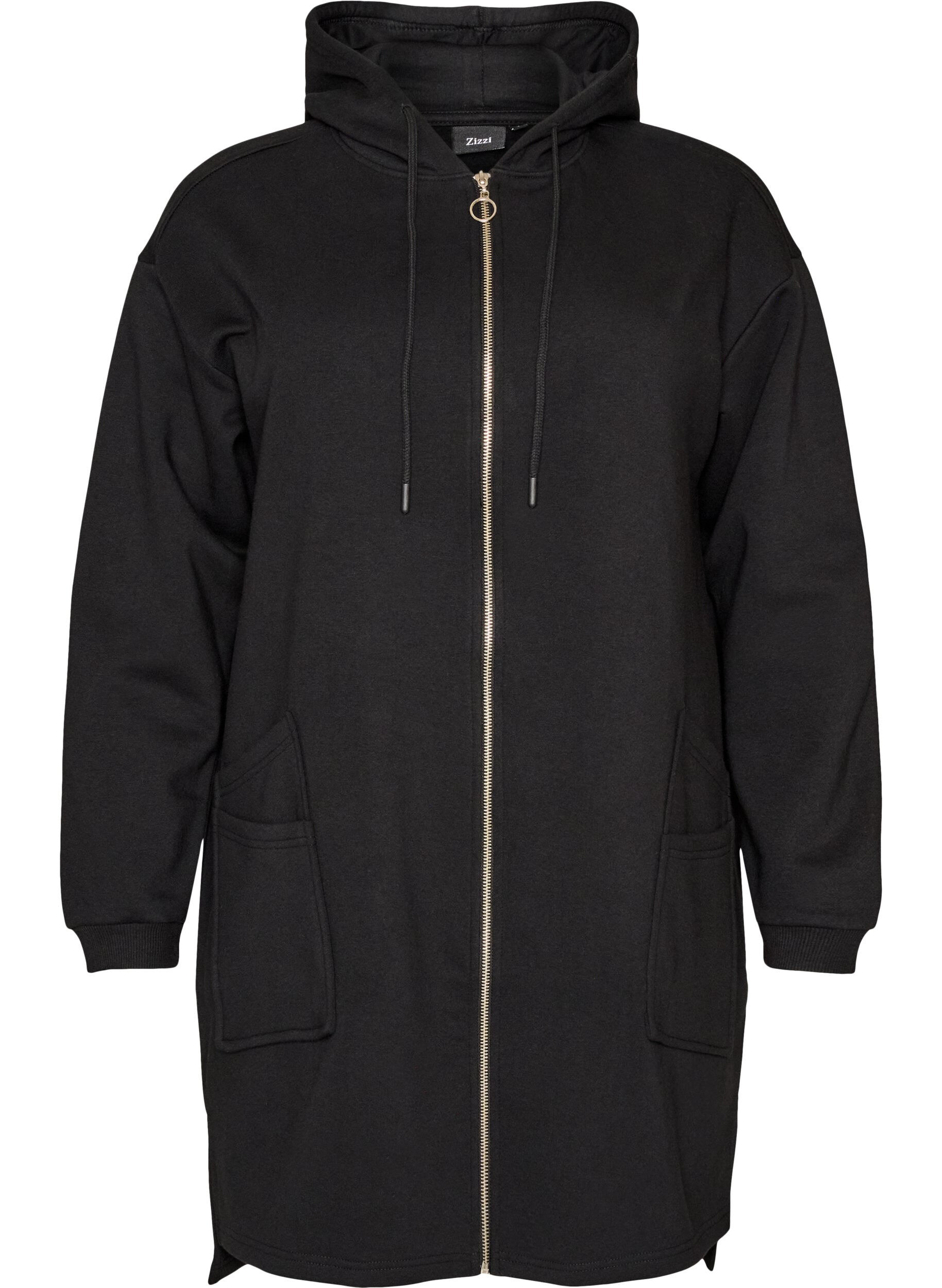 Lang vest met capuchon en ritssluiting