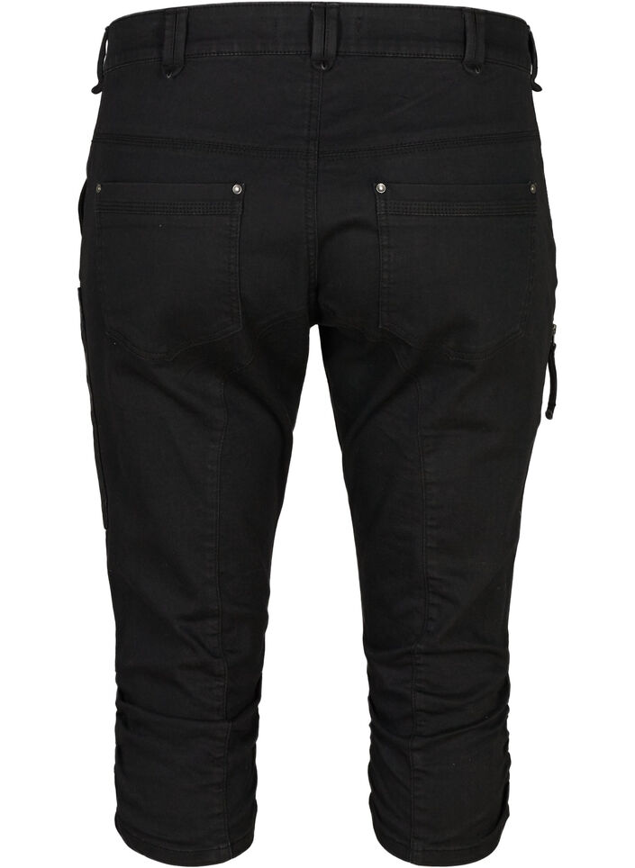 Slim fit capri jeans met zakken, Zwart, Packshot image number 1