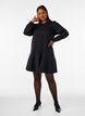 Sweatshirtjurk met ruches in laagjes en A-lijnvorm, Zwart, Model image number 1