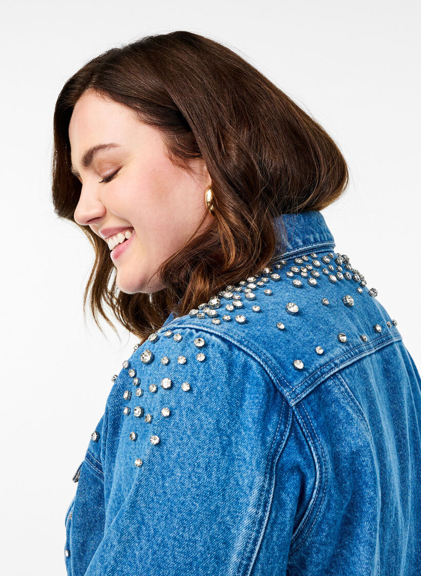 Denim jack met strass-steentjes, Blue Denim, Model
