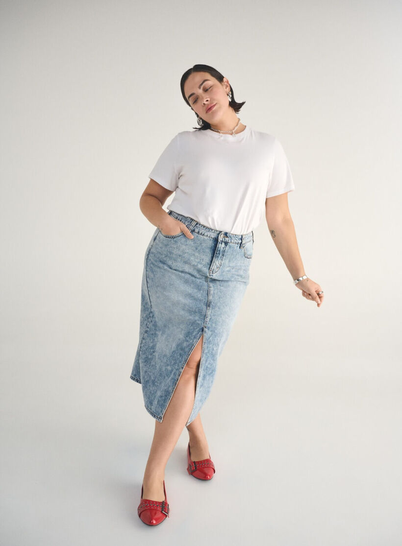 Maxi denim rok, , Model