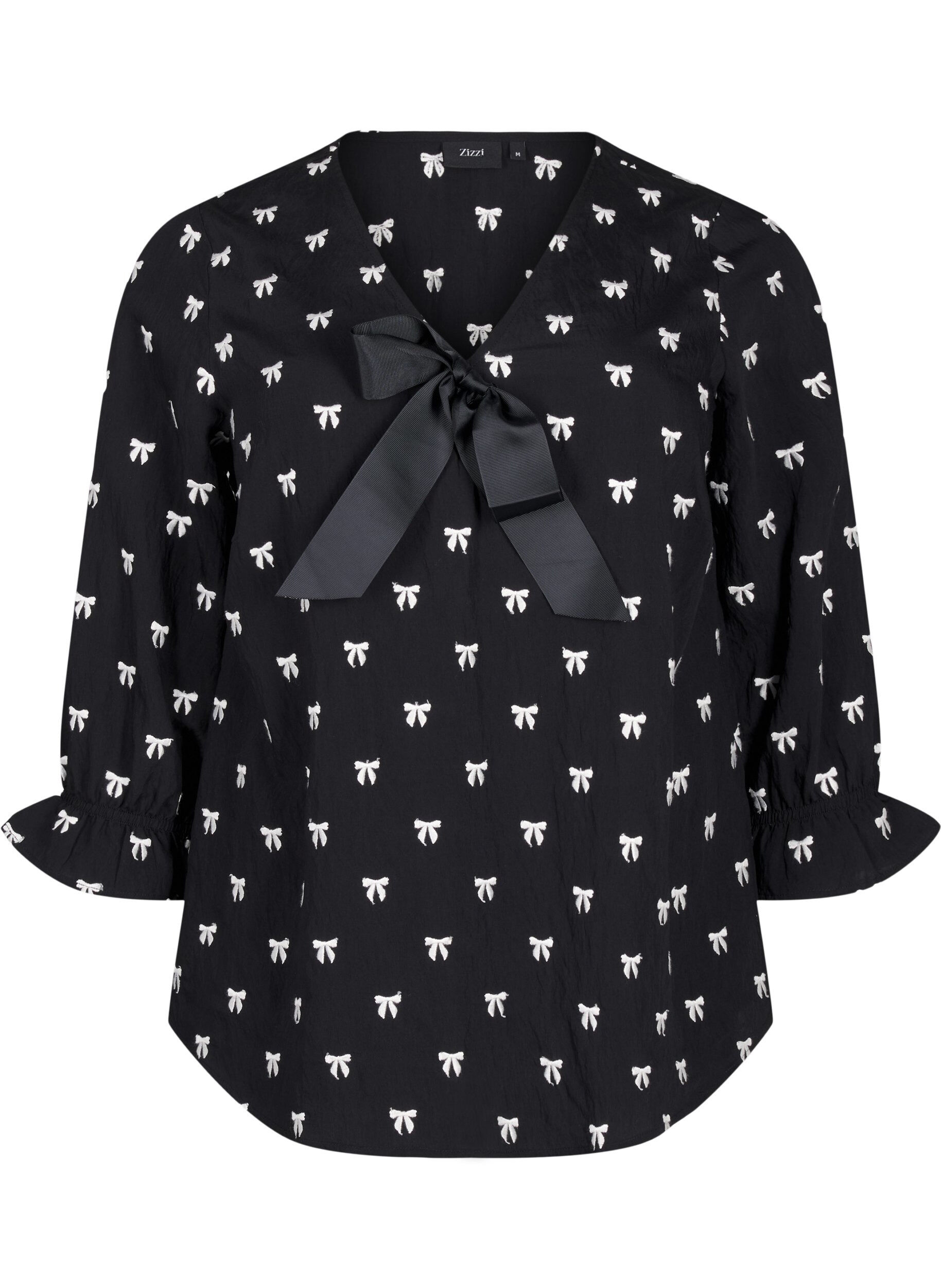 Blouse met strikjes en 3/4 mouwen