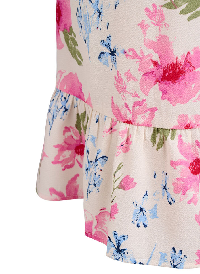 Robe portefeuille &agrave; fleurs et manches courtes, Blanc, Packshot image number 3