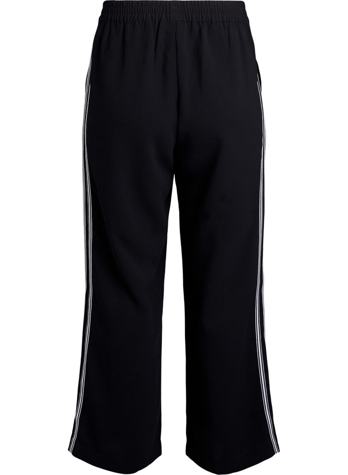 Straight-fit broek met strookdetails, Zwart, Packshot image number 1