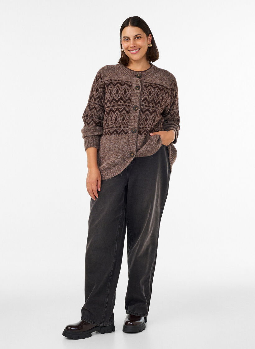 Vest met jacquardpatroon, Bruin, Model