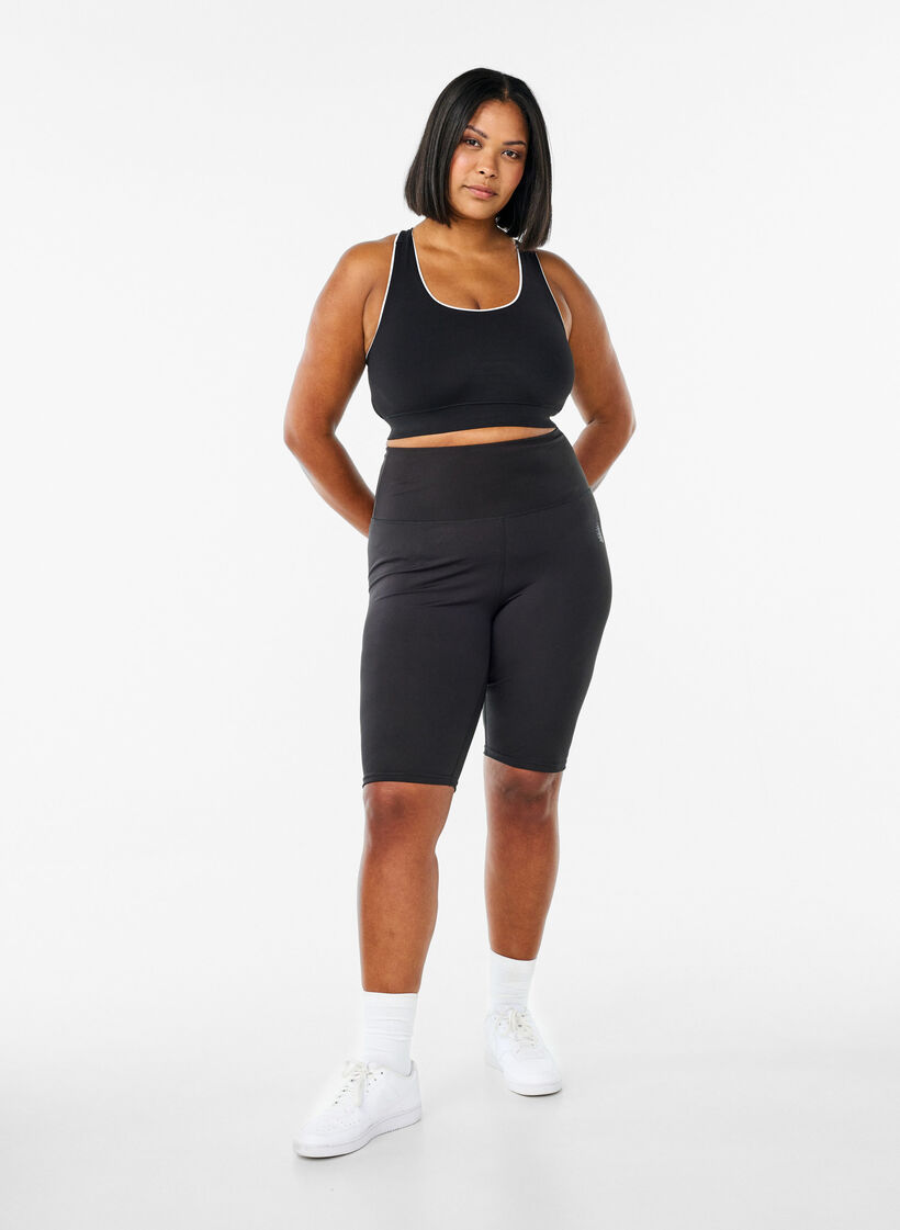 Lange strakke sport shorts, Black, Image