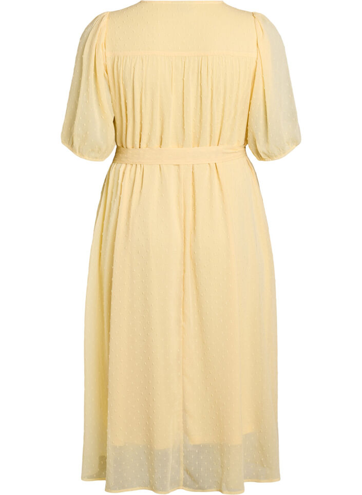 Midi jurk met V-hals en striksluiting, Sunlight, Packshot