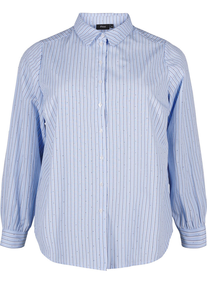 Gestreept shirt met studs, Blauw, Packshot image number 0