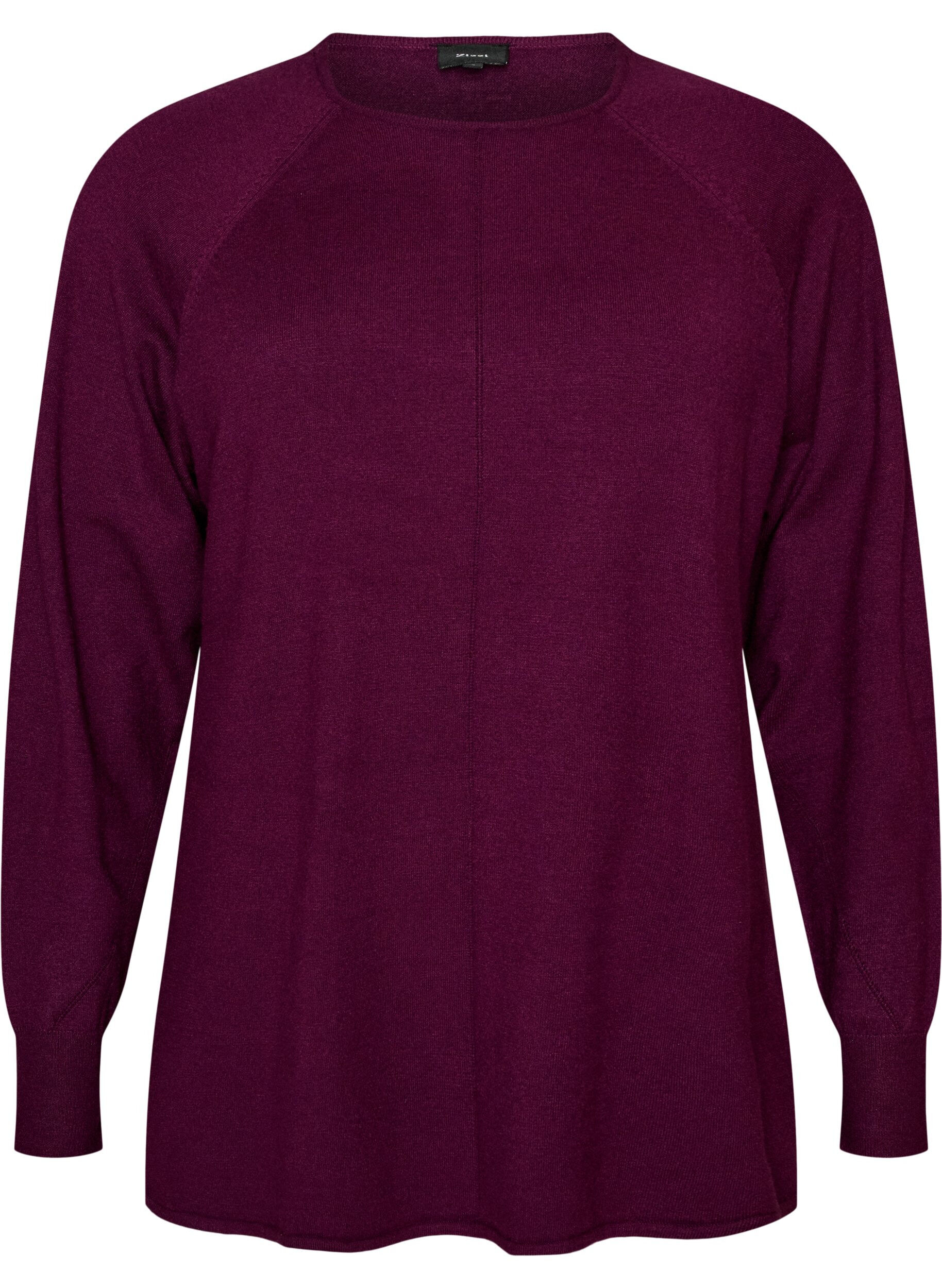 ZizziGebreide top met ronde hals en ingebreid patroon, Rood, Packshot image number 0