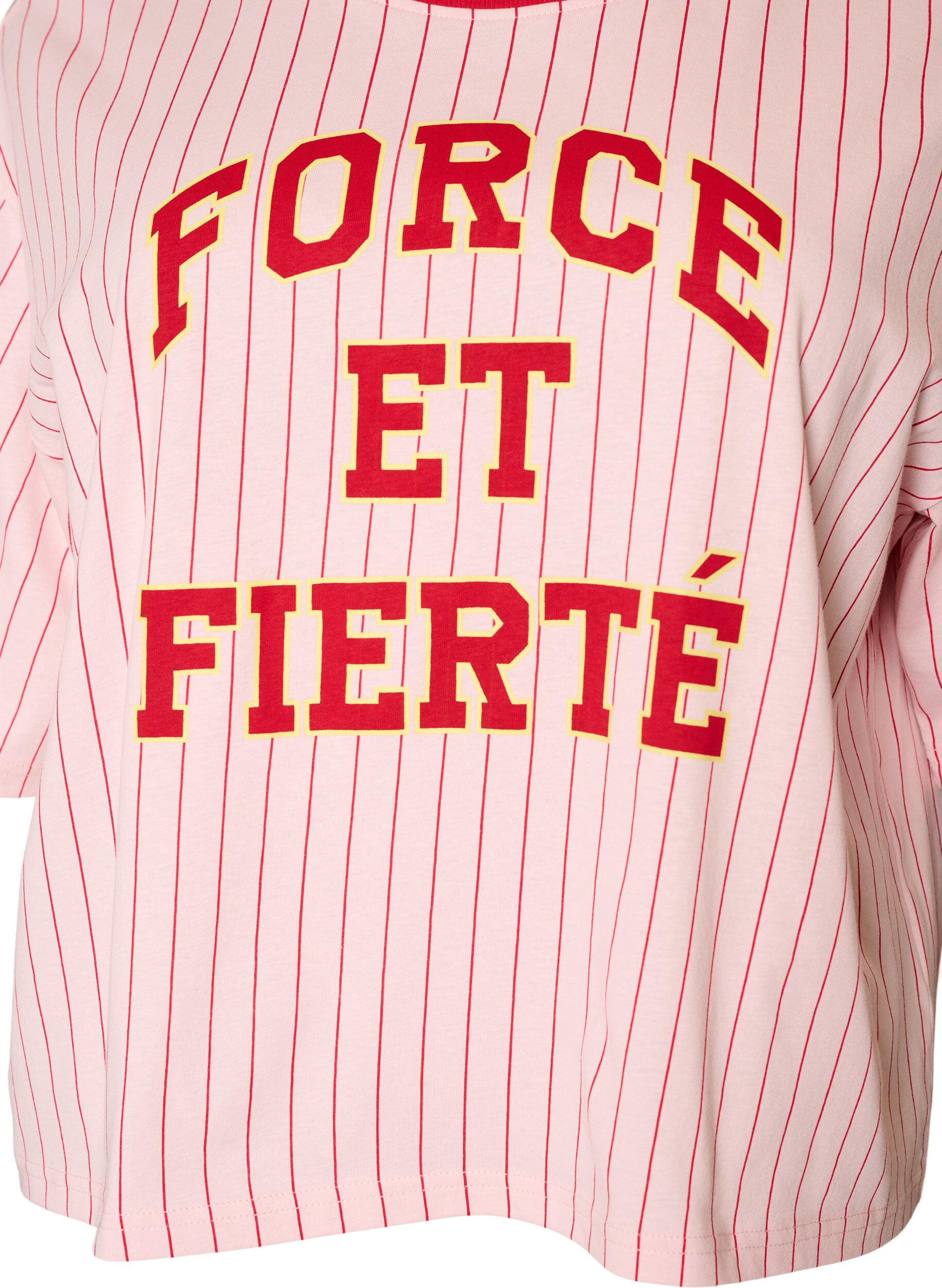 ZizziBoxy T-shirt met strepen en statement print, Roze, Packshot image number 2