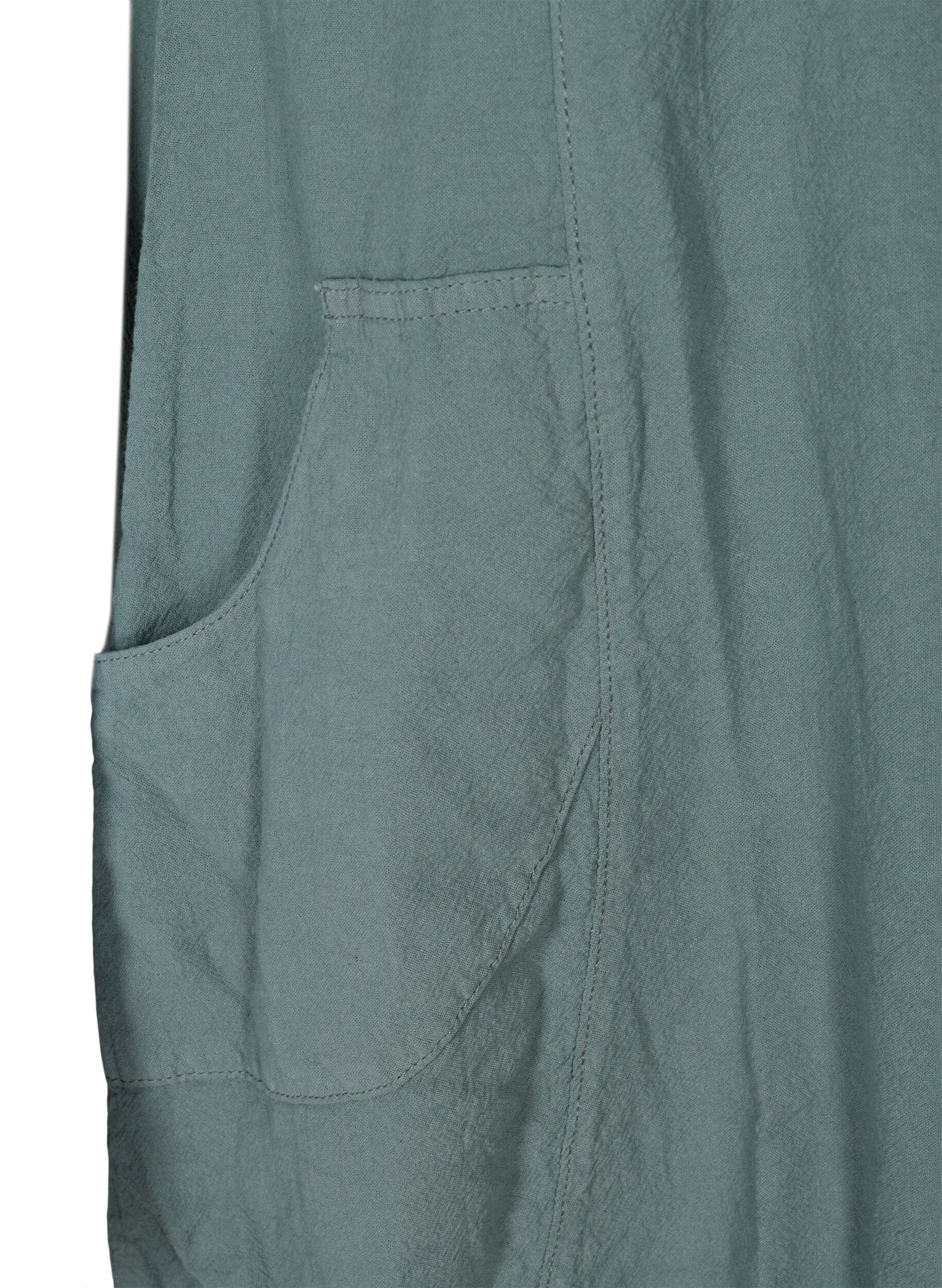 ZizziKatoenen jurk met korte mouwen, Groen, Packshot image number 3