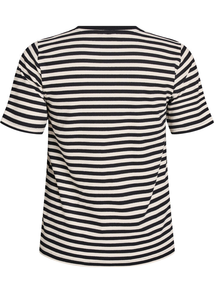 T-shirt ray&eacute; &agrave; texture c&ocirc;tel&eacute;e, Noir, Packshot image number 1