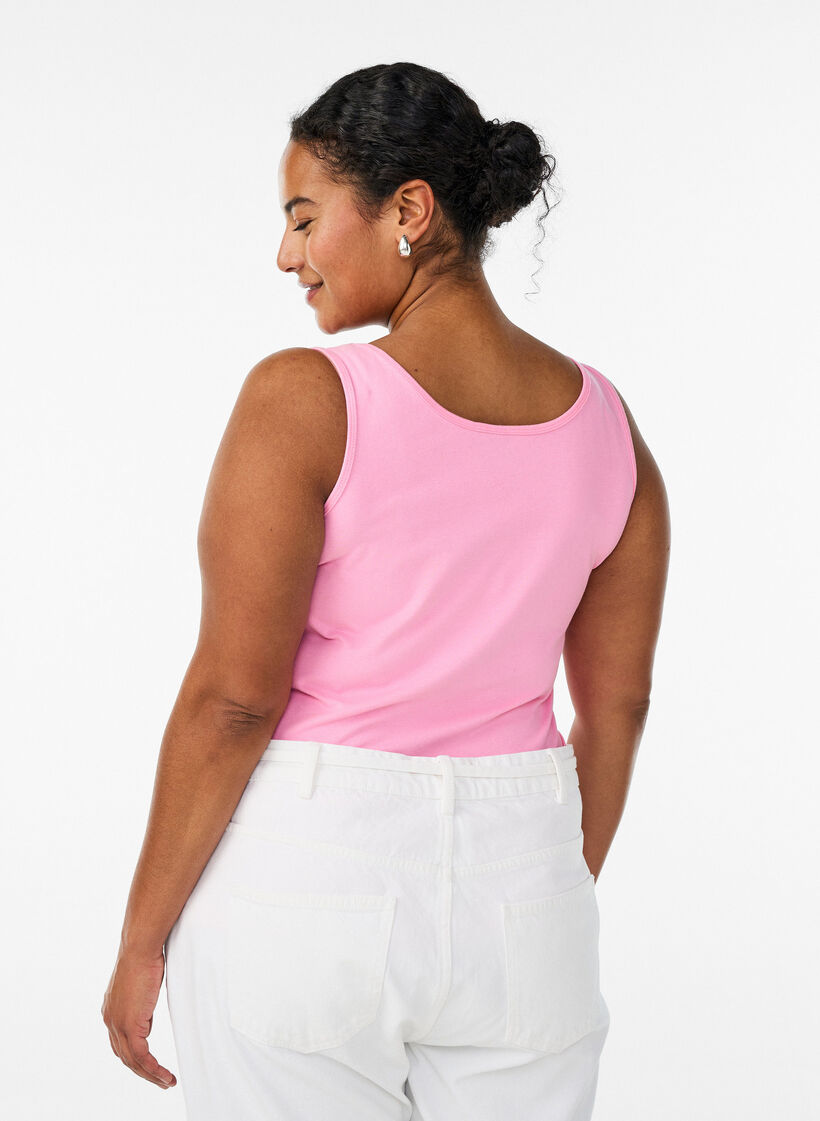 Effen basic top in katoen, Roze, Model image number 2