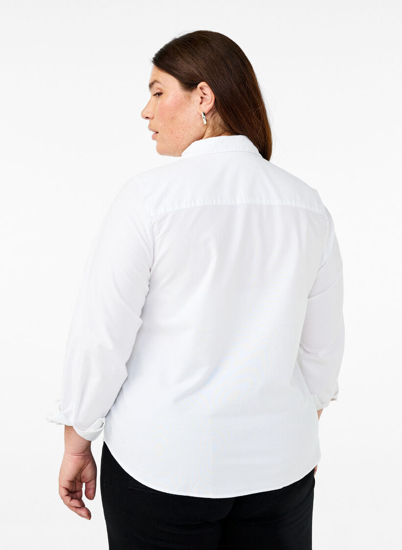 Katoenen overhemd met lange mouwen, Bright White, Model