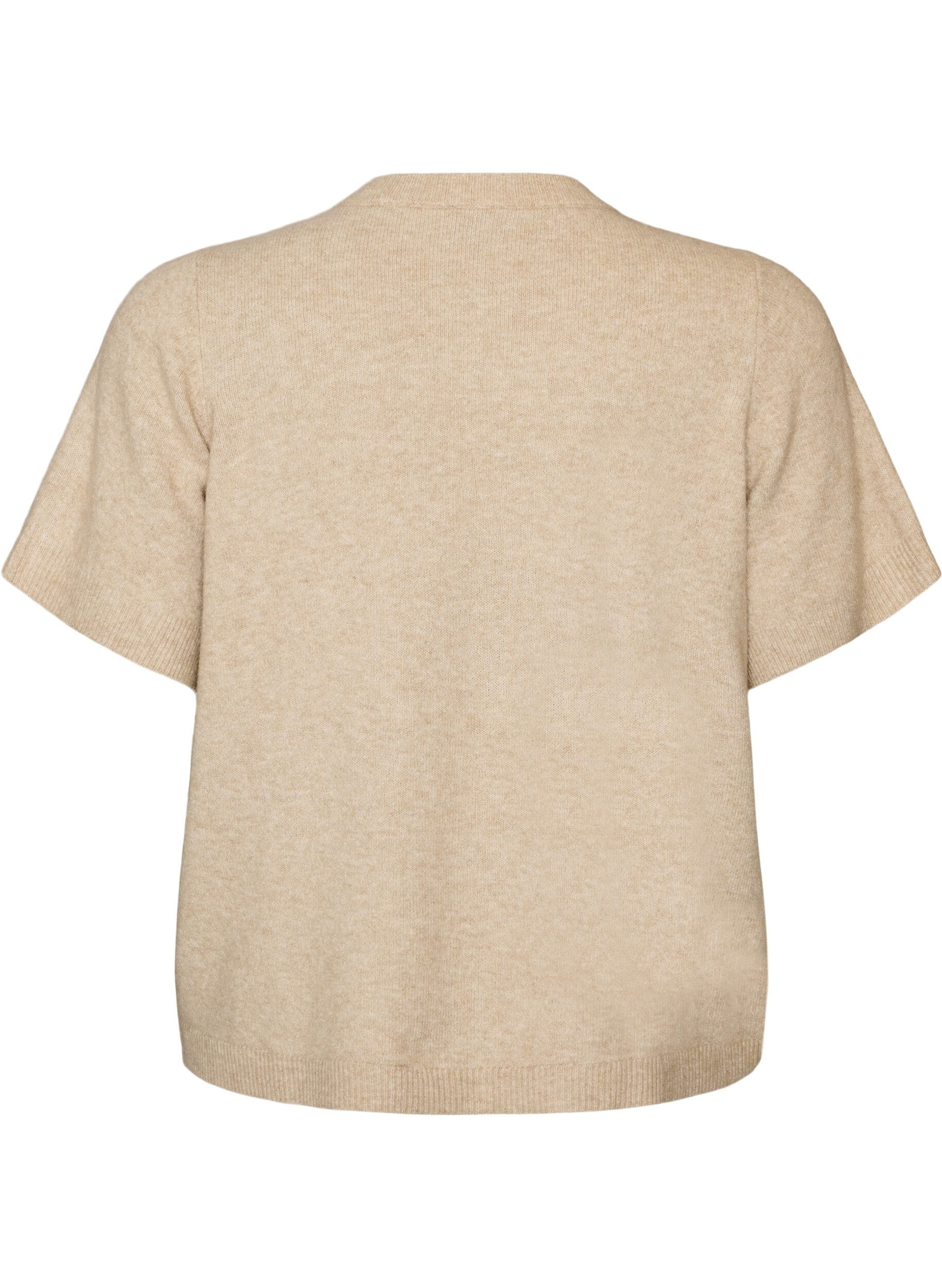 ZizziGebreid vest met korte mouwen, Beige, Packshot image number 1