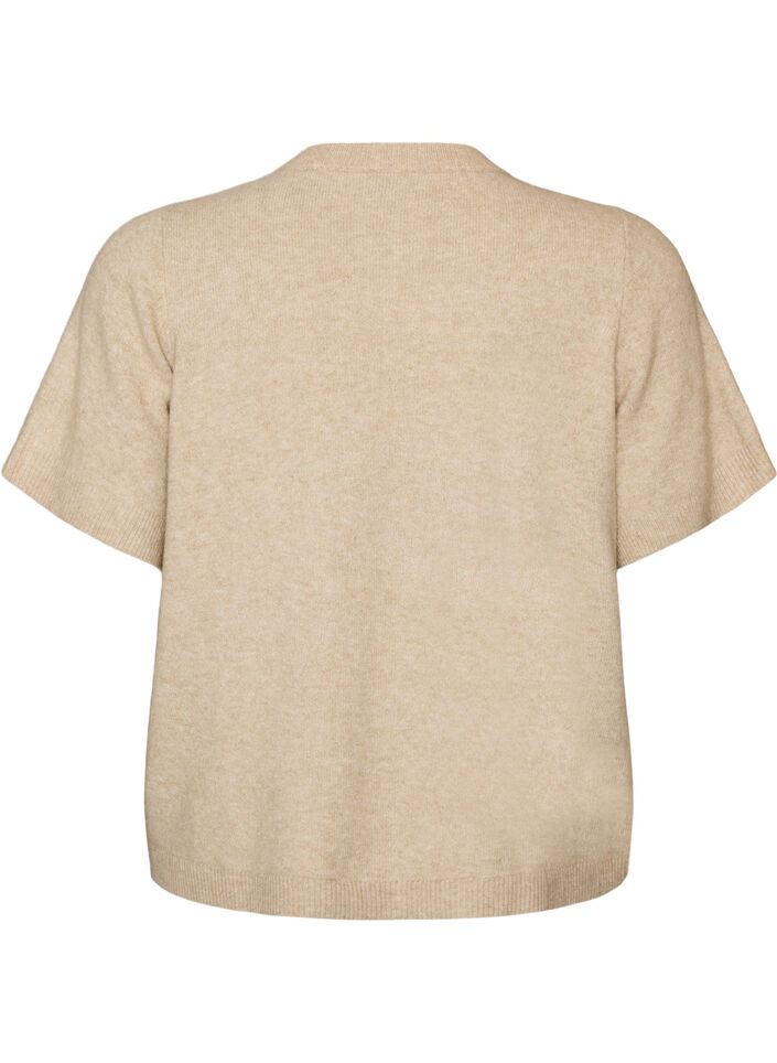 Gebreid vest met korte mouwen, Beige, Packshot image number 1