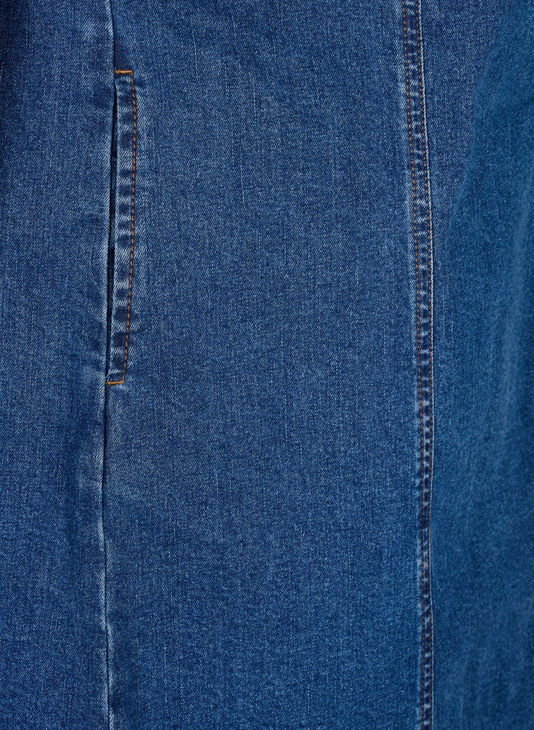 ZizziKorte denim jurk met V-hals, Blauw, Packshot image number 3