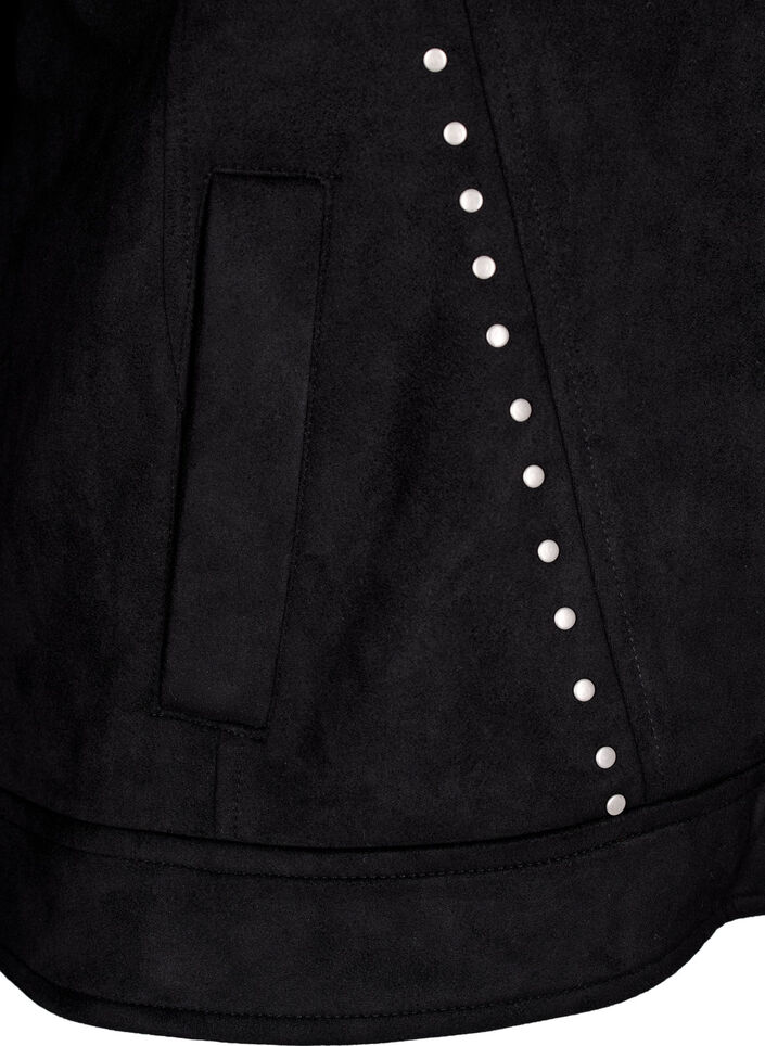 Imitatie suède bikerjack met studs, Black, Packshot