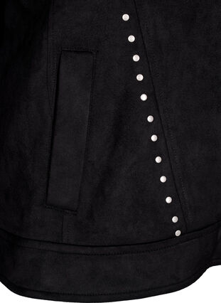 ZizziImitatie suède bikerjack met studs, Black, Packshot image number 3