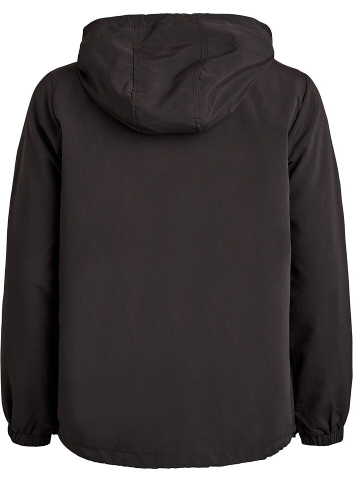Lichtgewicht jas met een capuchon en ritssluiting, Zwart, Packshot image number 1