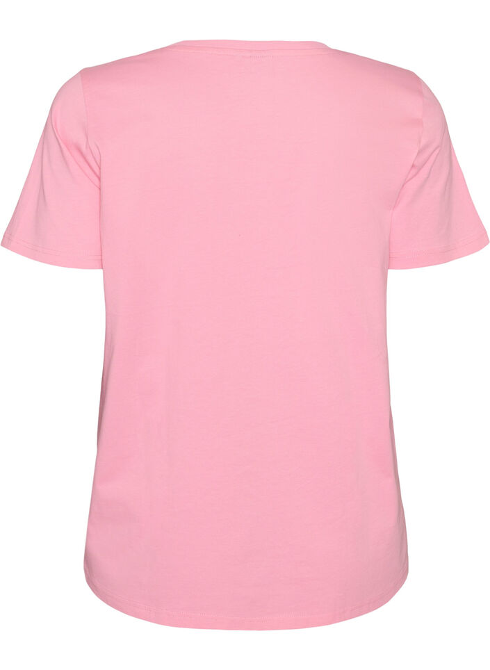 Katoenen T-shirt met print aan de voorkant, Roze, Packshot image number 1