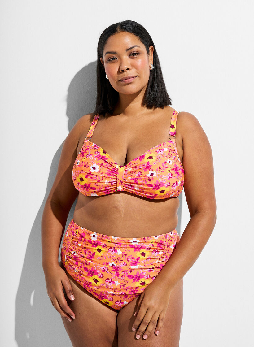 Hoge taille bikinibroekjes met patroon, Oranje, Model