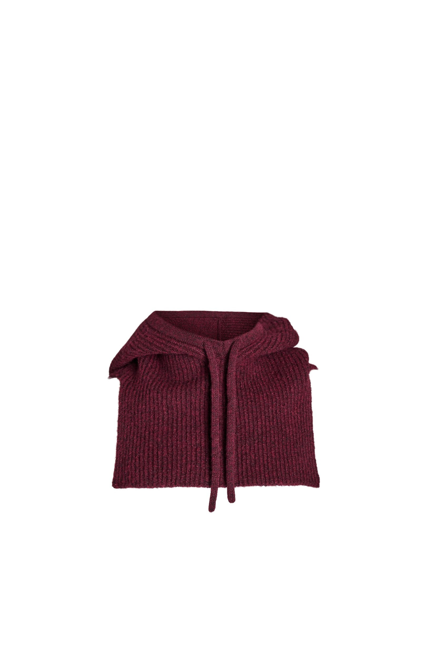 ZizziGebreide balaclava met trekkoordjes, Donker Bordeaux, Packshot image number 3