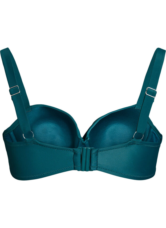 Bikini top met beugel en plooien, Groen, Packshot image number 1