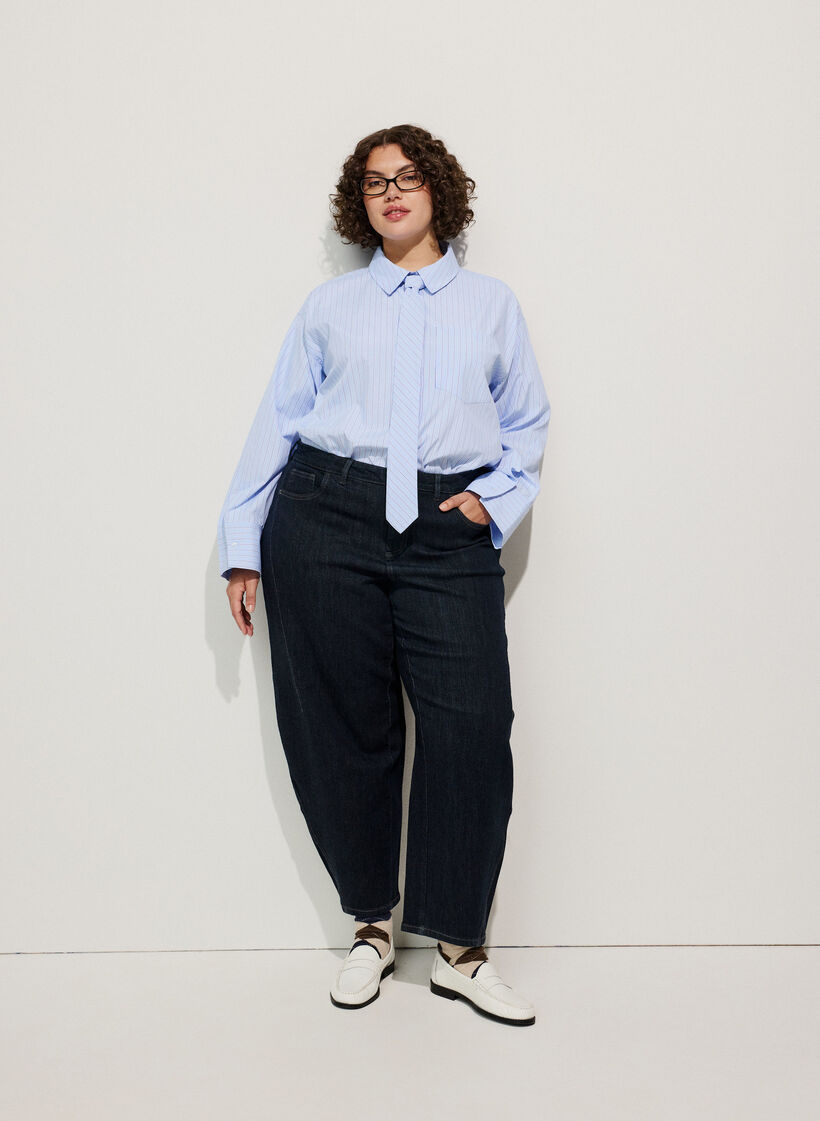 Barrel fit jeans met high waist, Blauw, Image image number 0