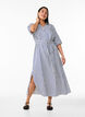 Enkellange overhemdjurk met strikceintuur en strepen, Blauw, Model image number 0