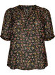 Blouse met bloemenprint en V-hals, Zwart, Packshot image number 0