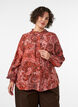 Viscose blouse met paisleyprint en ruches, Oranje, Model image number 0