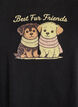 T-shirt met hondenprint en gewassen look, Grijs, Packshot image number 2
