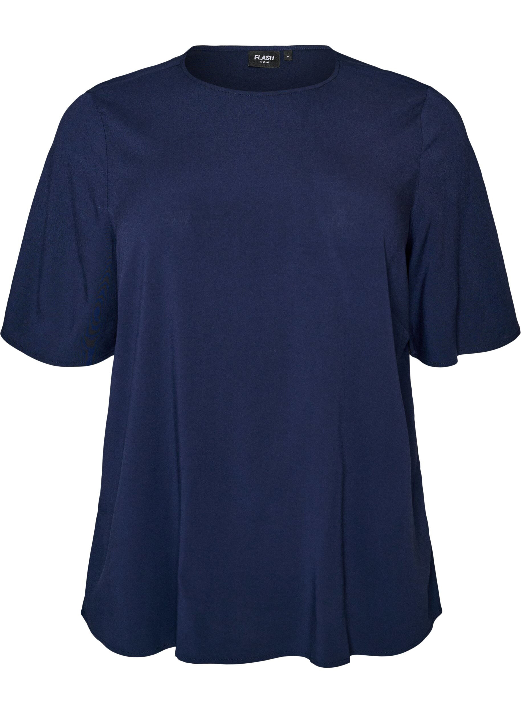 FLASH - Geweven blouse met korte mouwen en ronde hals