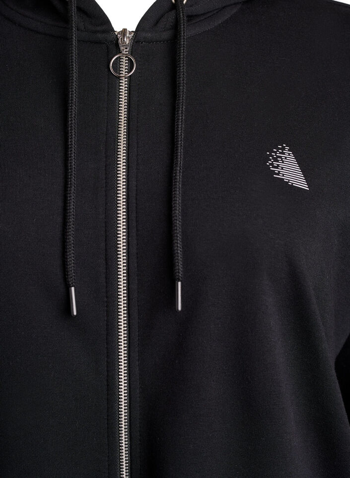 Lange sweatvest met printdetails, Zwart, Packshot image number 2